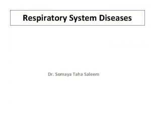 Respiratory System Diseases Dr Somaya Taha Saleem Respiratory
