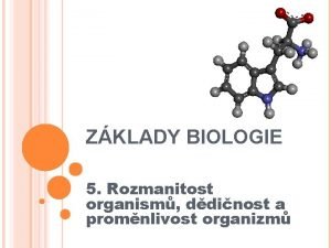 ZKLADY BIOLOGIE 5 Rozmanitost organism ddinost a promnlivost