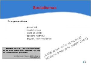 Socialismus Principy socialismu pospolitost sociln rovnost draz na