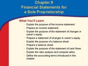 Chapter 9 financial statements for a sole proprietorship