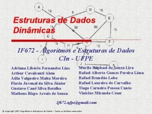 Estruturas de Dados Dinmicas IF 672 Algoritmos e