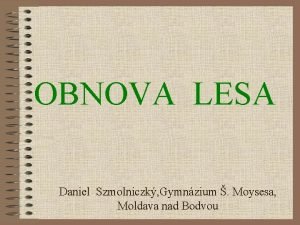 OBNOVA LESA Daniel Szmolniczk Gymnzium Moysesa Moldava nad