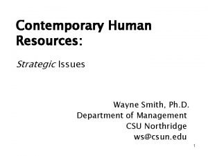 Contemporary Human Resources Strategic Issues Wayne Smith Ph