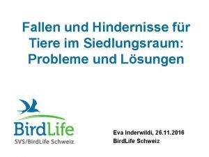 Fallen und Hindernisse fr Tiere im Siedlungsraum Probleme