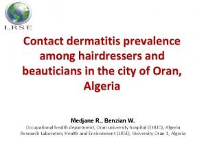 Hairdressing dermatitis Hairdressing dermatitis