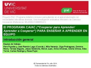 Proyecto PAC Programa didctico inclusivo para atender en