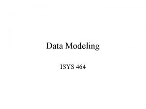 Data Modeling ISYS 464 Creating Database Analysis System
