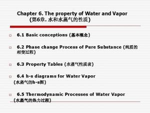 Chapter 6 The property of Water and Vapor