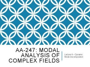 AA247 MODAL ANALYSIS OF COMPLEX FIELDS Lecture 9