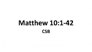 Matthew 10 csb