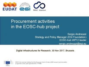 Procurement activities in the EOSChub project Sergio Andreozzi