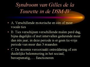 Syndroom van Gilles de la Tourette in de