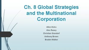 Ch 8 Global Strategies and the Multinational Corporation