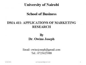 University of Nairobi School of Business DMA 411