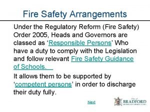 Fire Safety Arrangements Under the Regulatory Reform Fire