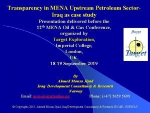 Transparency in MENA Upstream Petroleum Sector Iraq as