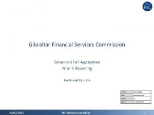 Gibraltar Financial Services Commission Solvency II Full Application