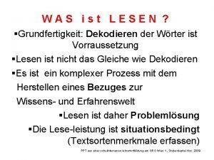 Extensives lesen Extensives lesen