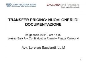 TRANSFER PRICING NUOVI ONERI DI DOCUMENTAZIONE 25 gennaio