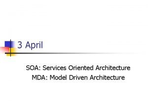 3 April SOA Services Oriented Architecture MDA Model