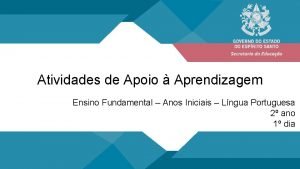 Atividades de Apoio Aprendizagem Ensino Fundamental Anos Iniciais