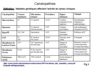 Canalopathies Dfinition Maladies gntiques affectant lactivit de canaux