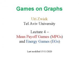 Games on Graphs Uri Zwick Tel Aviv University