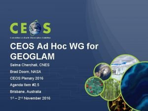 Committee on Earth Observation Satellites CEOS Ad Hoc