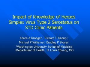 Impact of Knowledge of Herpes Simplex Virus Type