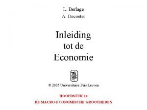 L Berlage A Decoster Inleiding tot de Economie