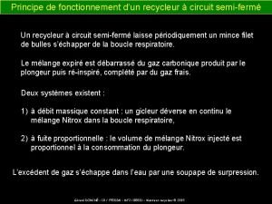 Principe de fonctionnement dun recycleur circuit semiferm Un