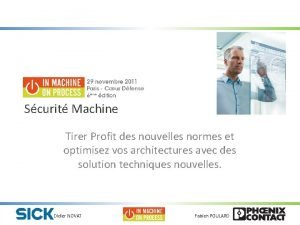 Scurit Machine Tirer Profit des nouvelles normes et