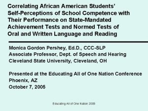 Correlating African American Students SelfPerceptions of School Competence
