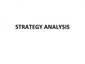 STRATEGY ANALYSIS SWOT Strengths identifying existing organisational strengths