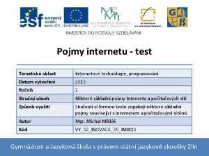 Pojmy internetu test Tematick oblast Internetov technologie programovn