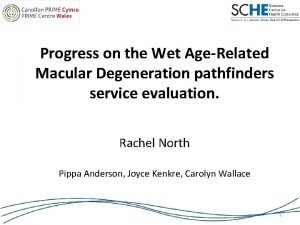 Progress on the Wet AgeRelated Macular Degeneration pathfinders