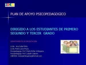 PLAN DE APOYO PSICOPEDAGOGICO DIRIGIDO A LOS ESTUDIANTES