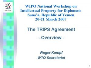 WIPO National Workshop on Intellectual Property for Diplomats