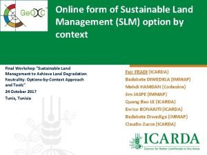 Online form of Sustainable Land Management SLM option