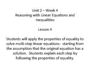 Unit 2 lesson 4 solving equations