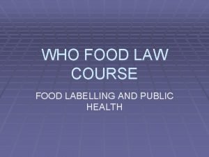 Food labelling course