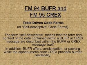 FM 94 BUFR and FM 95 CREX Table