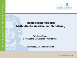 MehrebenenModelle Methodische Anstze und Schtzung Reinhard Hujer J