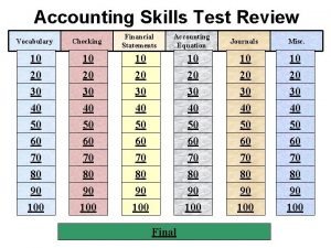 Accounting Skills Test Review Vocabulary Checking Financial Statements
