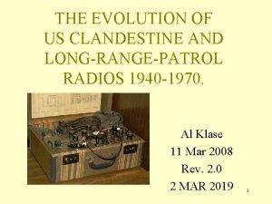 THE EVOLUTION OF US CLANDESTINE AND LONGRANGEPATROL RADIOS