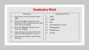 Vocabulary directions