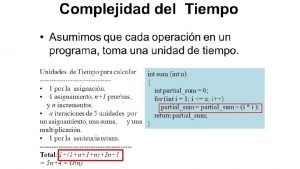 Complejidad asintotica Complejidad asintotica