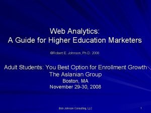 Web analytics for higher education