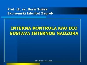 Prof dr sc Boris Tuek Ekonomski fakultet Zagreb
