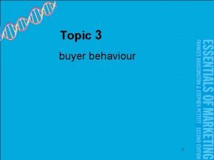 Topic 3 buyer behaviour 1 learning objectives1 Understand